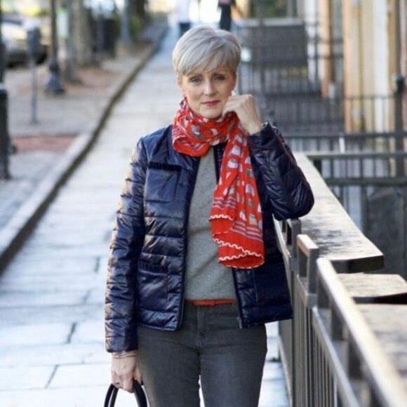 Talbots Puffer Jacket Size M Navy Blue Lightweight collarless Packable - Picture 2 of 10